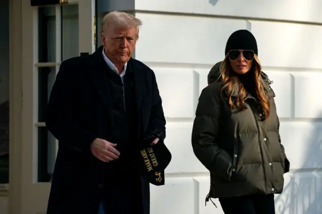 Trump and first lady Melania in front of the White House