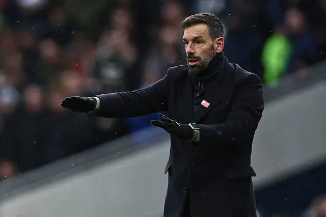 Ruud van Nistelrooy gestures on the touchline