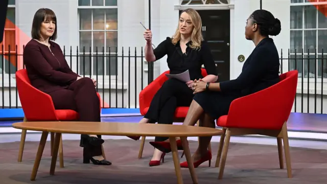 Rachel Reeves and Kemi Badenoch sit in chairs opposite Laura Kuenssberg