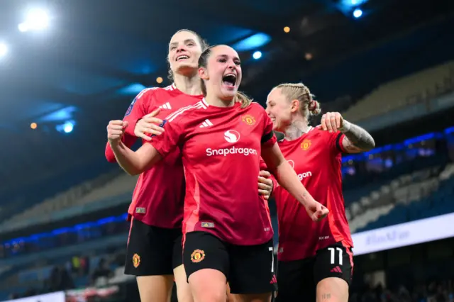 Ella Toone celebrates her goal at Etihad Stadium