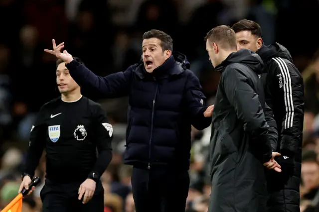 Marco Silva, Manager of Fulham, reacts