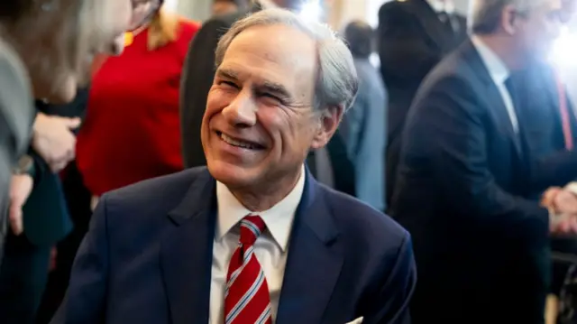 Greg Abbott, governor of Texas, during the 60th presidential inauguration in Emancipation Hall of the US Capitol in Washington DC