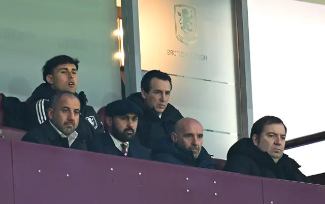 Unai Emery, Manager of Aston Villa, looks on