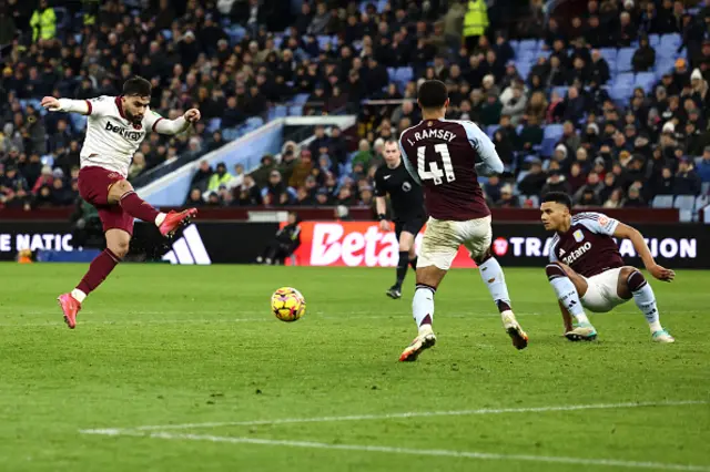 Lucas Paqueta shoots