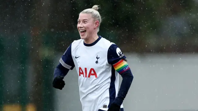 Bethany England of Tottenham Hotspur celebrates scoring her team's first goal during the Barclays Women's Super League match between Crystal Palace and Tottenham Hotspur FC