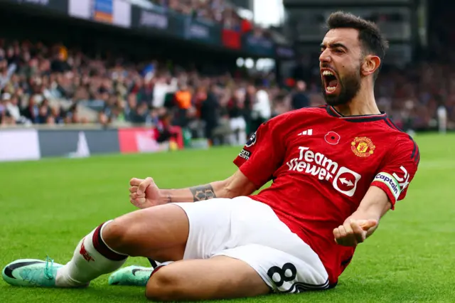 Bruno Fernandes celebrates