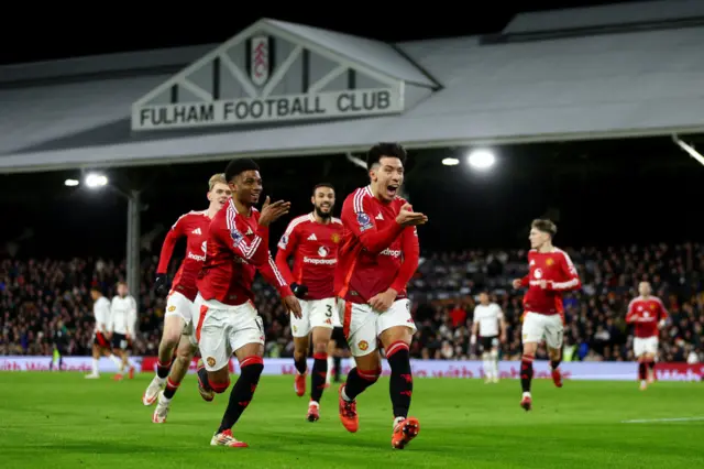 Lisandro Martinez of Manchester United celebrates.