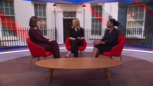 Reeeves, Kuenssberg and Badenoch on set.