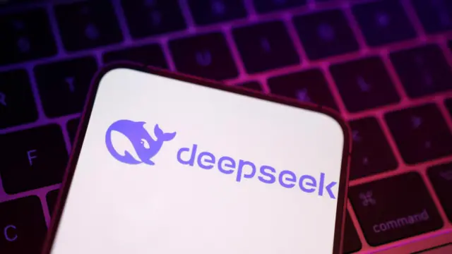 DeepSeek logo on a phone