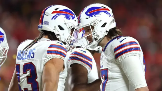 Mack Hollins and Josh Allen celebrate