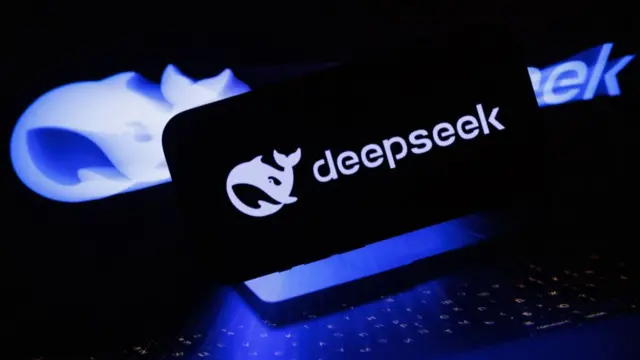 A DeepSeek artificial intelligence logo on a laptop, arranged in Riga, Latvia, on Monday, Jan. 27, 2025