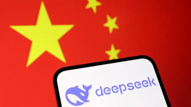 Deepseek logo and the Chinese flag are seen in this illustration taken January 27, 2025.