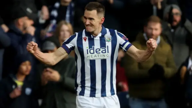 West Brom's Jed Wallace celebrates after scoring against Portsmouth