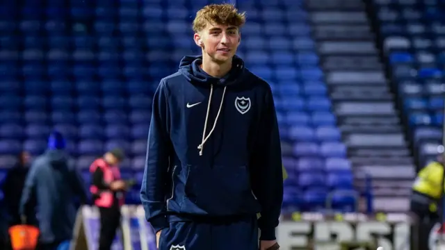 Hayden Matthews arriving at Fratton Park