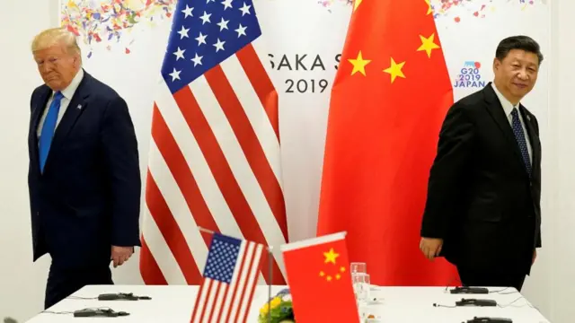 US President Donald Trump attends a bilateral meeting with China's President Xi Jinping during the G20 leaders summit in Osaka, Japan