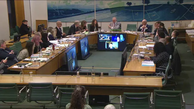 MPs sit in a horseshoe formation to ask experts questions