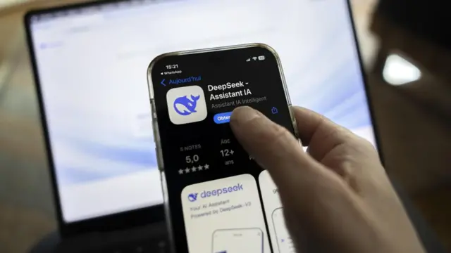 The icon of the Chinese app DeepSeek is seen on a mobile phone, in Geneva, Switzerland, 28 January 202