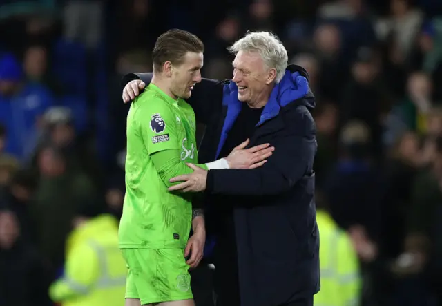 David Moyes and Jordan Pickford