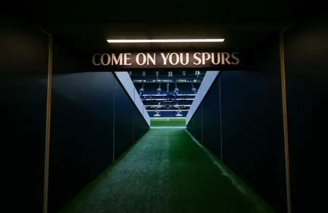 Sign displaying 'Come on you Spurs" in the tunnel at Tottenham Hotspur Stadium