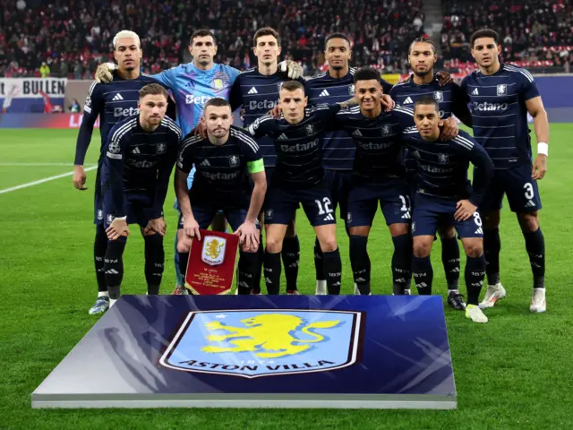 Aston Villa players pose for a photo