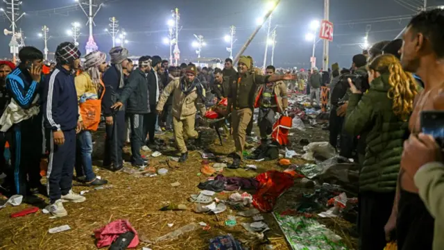 Security officials involved in rescue effort at the Kumbh