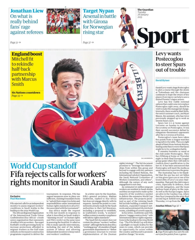 The Guardian back page