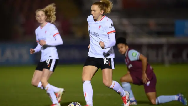 Ceri Holland of Liverpool in action during The Adobe Women's FA Cup Fourth Round match between West Ham United and Liverpool