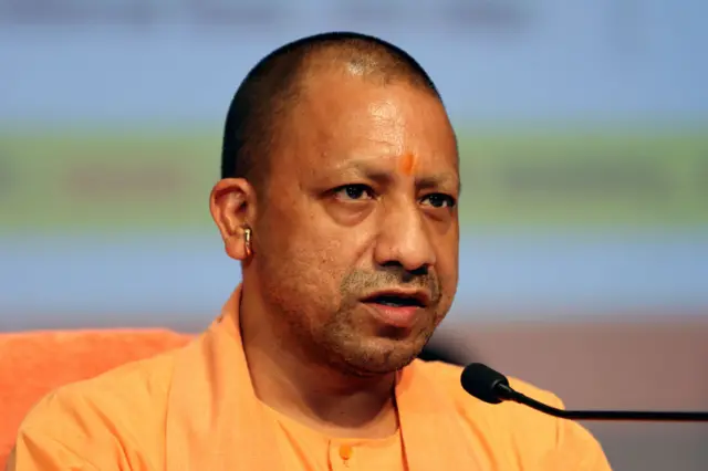 Yogi Adityanath, chief minister of Uttar Pradesh, speaks during a news conference in Lucknow, India, on Friday, March 19, 2021.