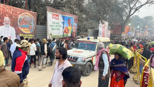 Ambulance heading in to Kumbh Mela venue