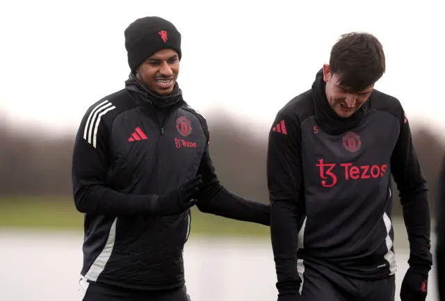 Marcus Rashford with Harry Maguire