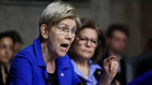 U.S. Sen. Elizabeth Warren (D-MA) speaks during a Senate Finance Committee confirmation hearing for Robert F. Kennedy Jr., U.S. President Trump’s nominee to be secretary of Health and Human Services,