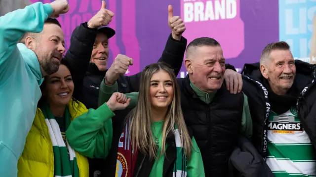 Celtic Fans at the Luna Springs Fanzone before the UEFA Champions League 2024/25 League Phase MD8 match between Aston Villa and Celtic at Villa Park