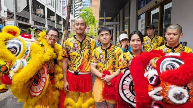 Members of a lion dance troupe in Sydney