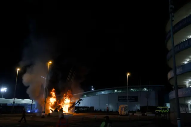 Fire at Etihad Stadium