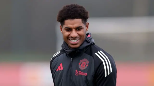 Marcus Rashford during Man Utd training