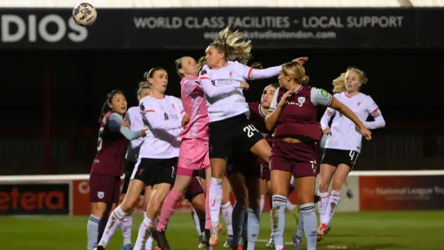 Sam Kerr of Liverpool scores her team's fifth goal during The Adobe Women's FA Cup Fourth Round match between West Ham United and Liverpool