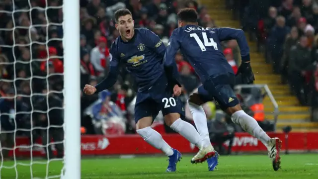 Jesse Lingard scoring against Liverpool in 2018