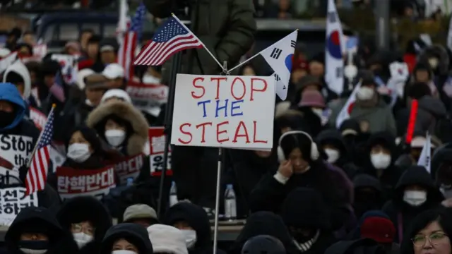 A protester holding up a sign that says: "stop the steal"