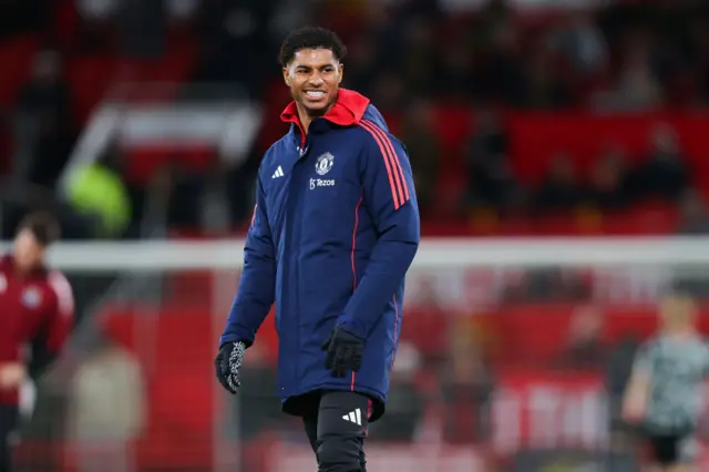 Marcus Rashford on the Old Trafford pitch