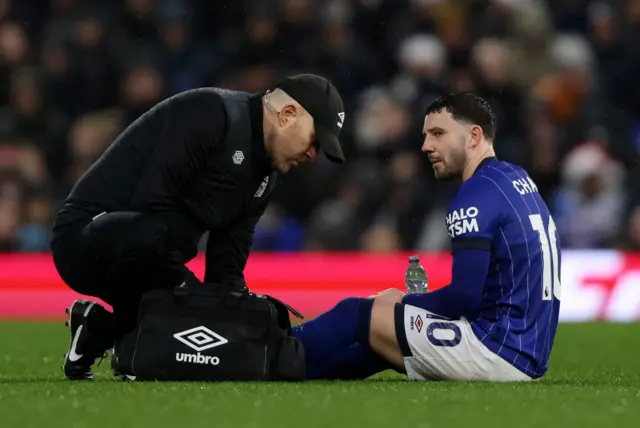 Ipswich's Conor Chaplin receiving treatment