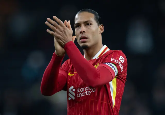 Liverpool captain Virgil van Dijk applauding