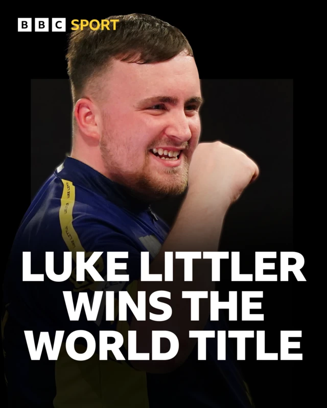 Graphic showing Luke Littler as world darts champion