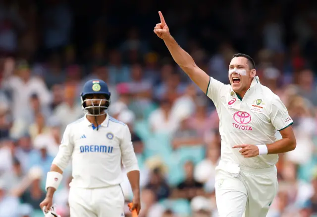 Scott Boland celebrates wicket