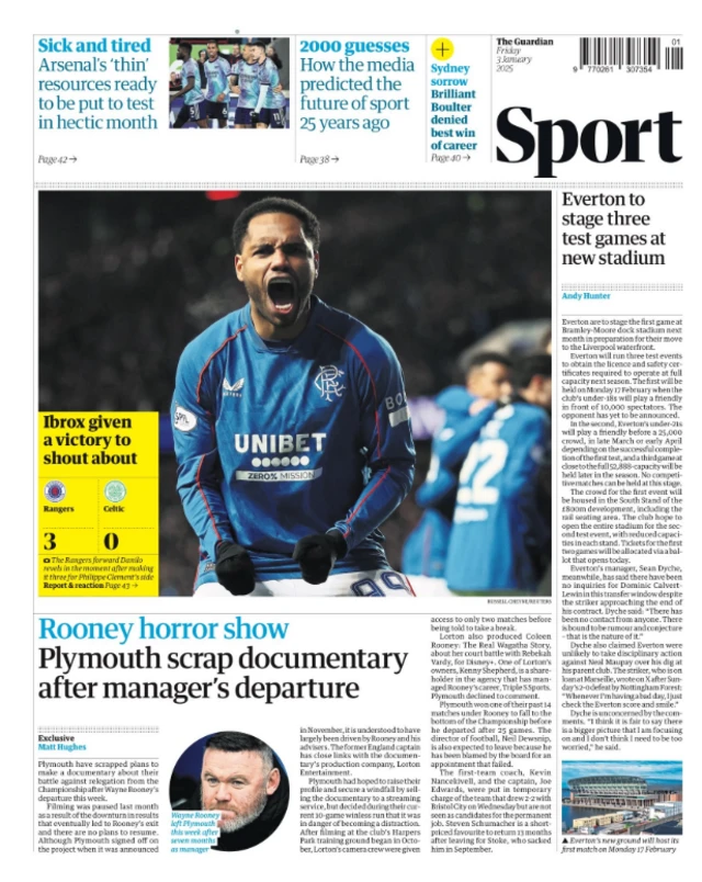 Guardian sport page