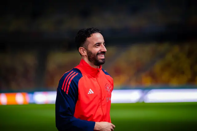 Head Coach Ruben Amorim of Manchester United looks on