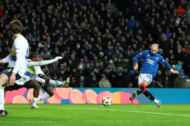 Vaclav Cerny of Rangers FC scores