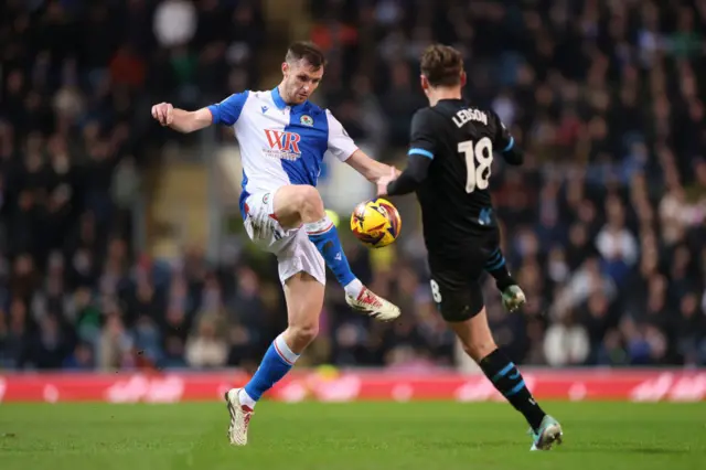 Dom Hyam of Blackburn Rovers battles for possession with Ryan Ledson of Preston North End