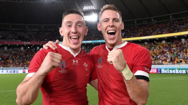 Josh Adams and Liam Williams at the 2023 Rugby World Cup