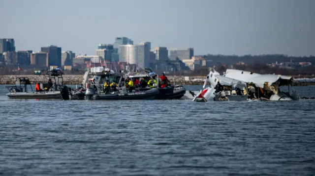 Recovery mission next to debris of plane