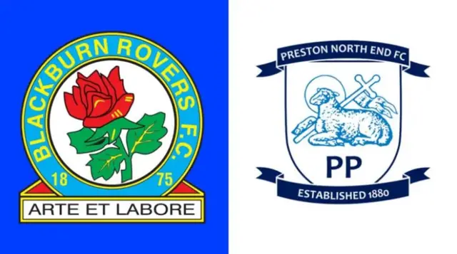 Split picture of Blackburn and Preston club crests